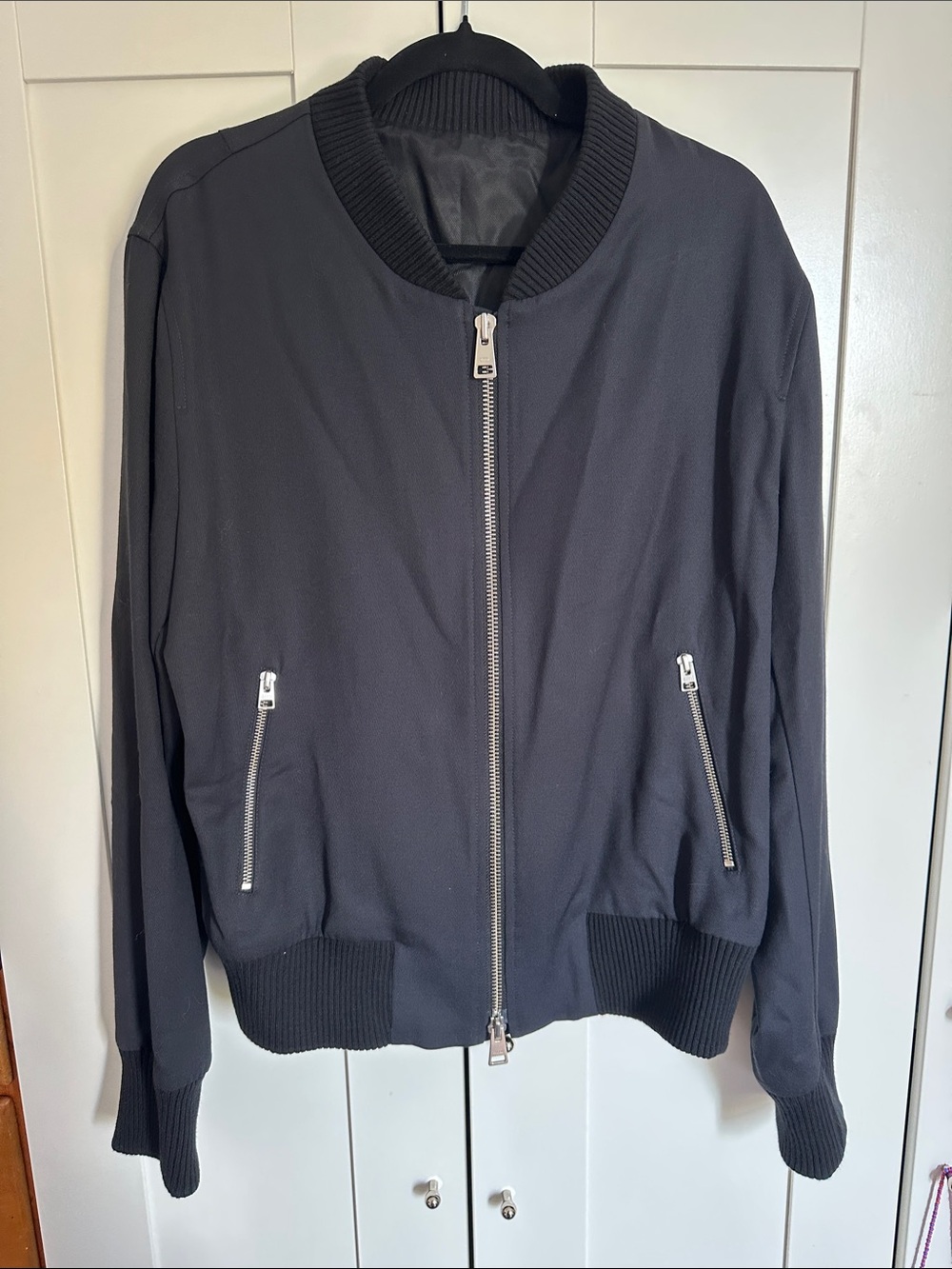 Ami Alexandre Mattiussi Navy Bomber Jacket with Silver Zips